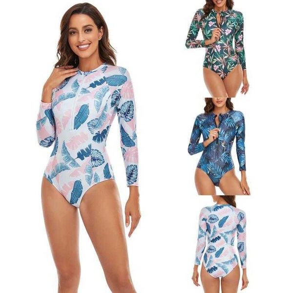 

womens printed one piece swimsuit zipper tight high waist processing, White;black
