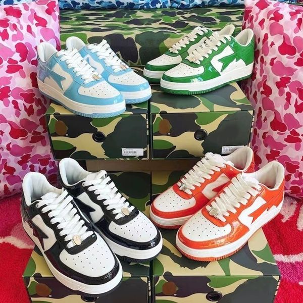 

a bapesta sta sneakers low-sneakers m1 designer leather shoe classic luxury casual shoes fashion ape monkey shape medicom toy camo bathing s