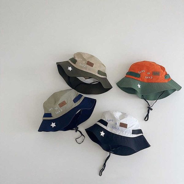 

stingy brim hats children sunscreen hat 2023 summer color matching quick drying uv resistant fisherman hat for boys and girls outdoor basin, Blue;gray