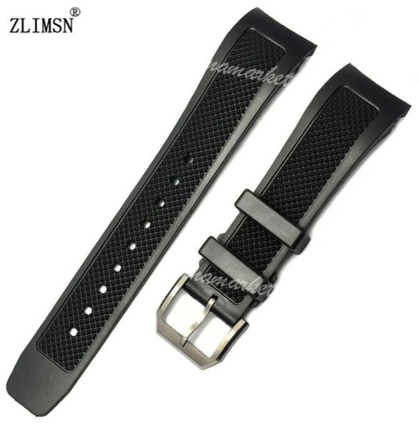 

diver silicone rubber watch bands 22mm for iwc men black strap for iwc buckle zlimsn brand8490411, Black;brown