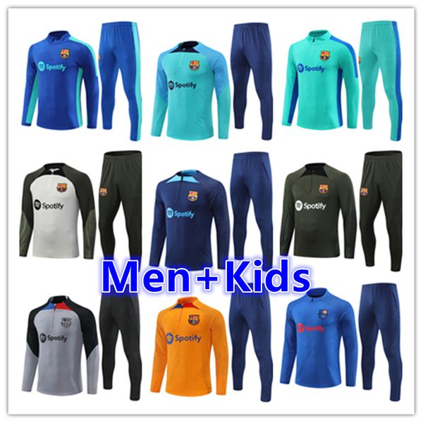 

22 23 24 ansu fati camisetas de football lewandowski tracksuits jacket tracksuit men kids soccer tracksuit kit 2023 2024 mens football train, Black