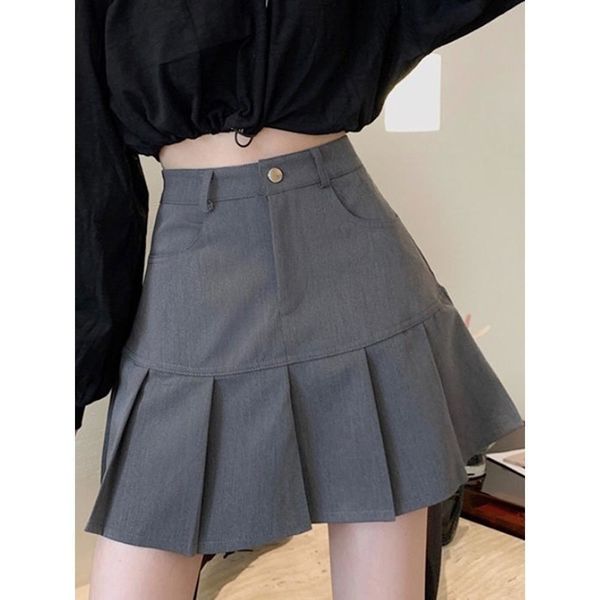 

skirts fashion y2k pleated skirt women high street harajuku short skirt uniforms safety pants summer solid color casual kawaii skirt 230506, Black