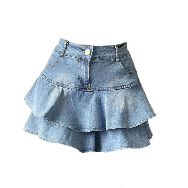 

skirts women summer retro denim shorts skirt streetwear ladies skirts jeans casual all match elastic ball gown saia female gozbkf 230506, Black