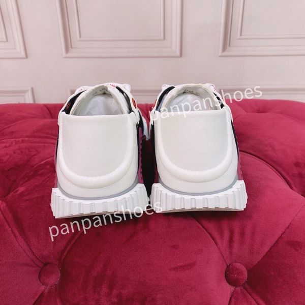 

new brand casual shoes womens men designer leather lace-up sneaker fashion lady flat running letters shoes platform gym sneakers, Black