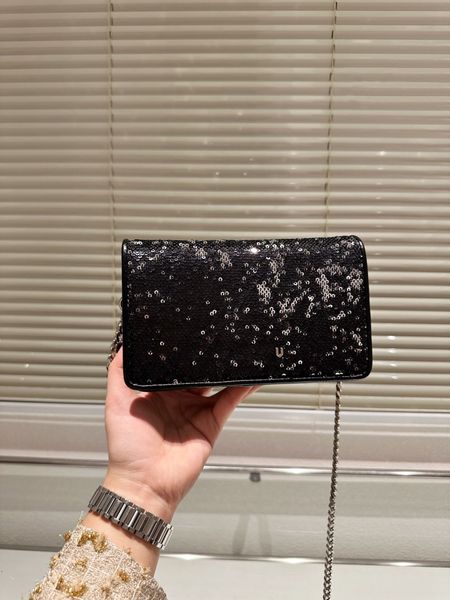 

miu bag 10a fashion miu sequin women's shoulder bag classic flip bag metal chain large capacity 20cm designer dinner bag id michafl_kop