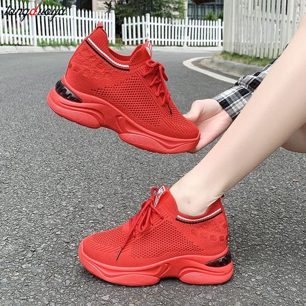 

redwhiteplatformsneakerswomenthicksolesneakersladiessportshoescasualwalkinggymshoeschunkyheelssneakersdadshoe, Black