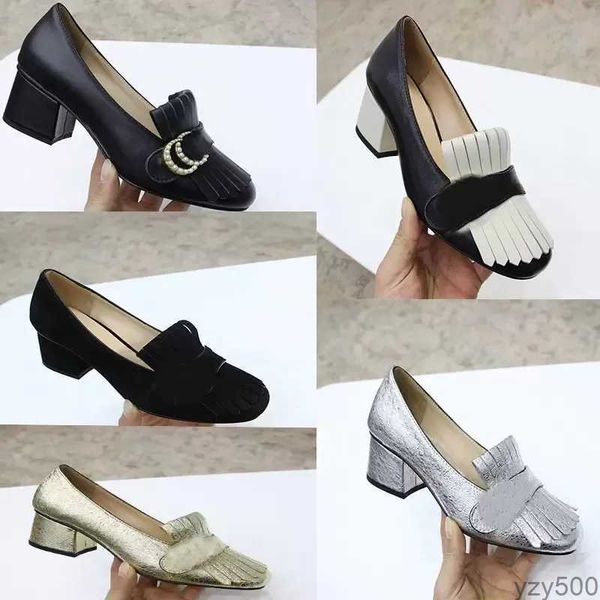 

designer sandals high heel sandal marmont pumps loafer shoes heels party shoes women tassels shoe embroidered real leather gold chunky summe, Black