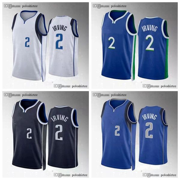 

kyrie irving basketball jerseys embroidery 2022 2023 black blue white pressing jersey, Black;red