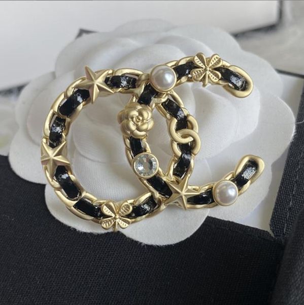 

luxury fashion pearls crystal double letter brooches designer brand letter broach jewelry for women jewlery party gift 20style, Gray