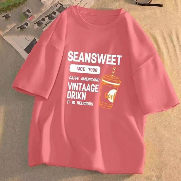 

2023 summer short -shirt t -shirt male casual t -shirt high -end -loaded printed flower five -point sleeve top, White;black