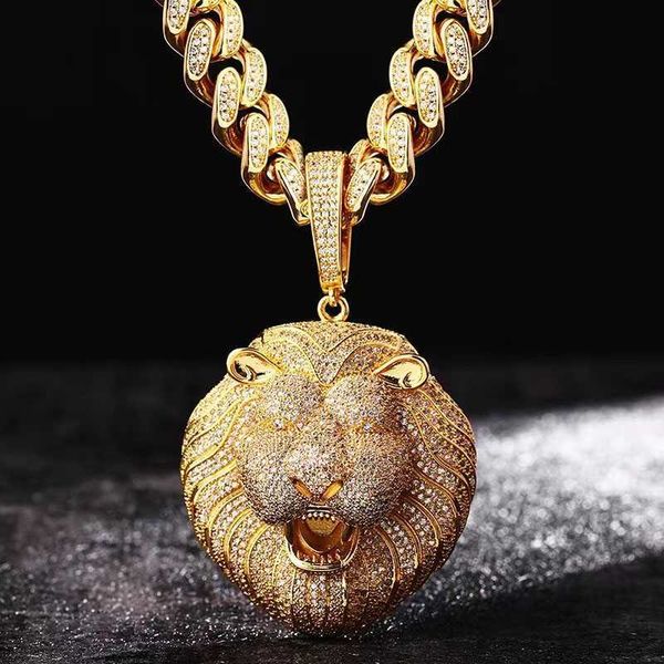 

luxury small lion head necklace iced out hip hop jewelry gold lion pendant, Silver