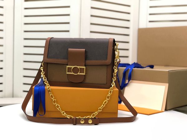 

dauphine luxury designer women's bag classic daphne postman bag fashion contrast splice square bag vintage chain handbag shoulder messe