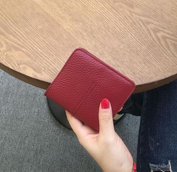 

short women fashion buckle bifold card holder soft leather wallet4107949, Black