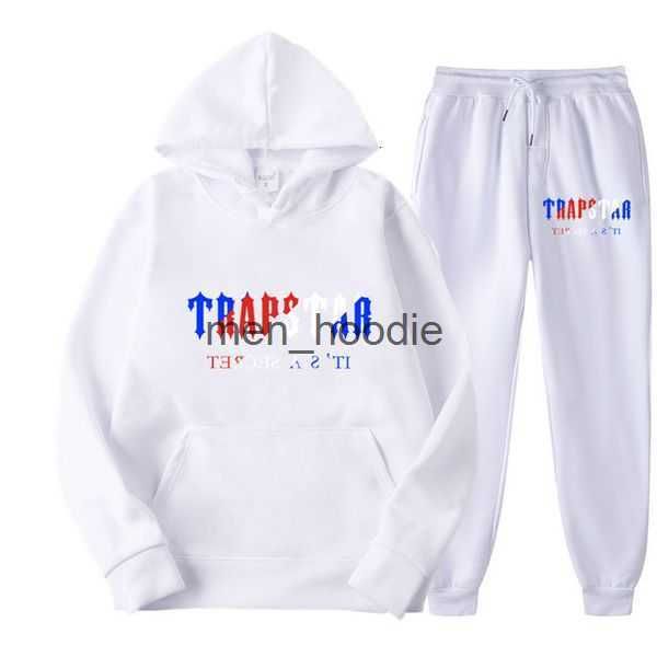 

men's t-shirts tracksuit trapstar brand printed sportswear men 16 colors warm two pieces set loose hoodie sweatshirt pants jogging 6wpp, White;black