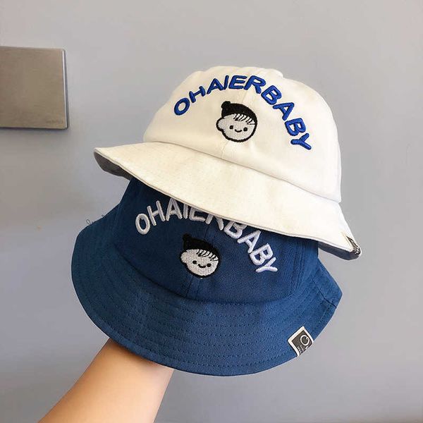 

stingy brim hats spring summer baby bucket hat cute cartoon letter kids fisherman cap children panama caps kids sun protection caps 624m j23, Blue;gray