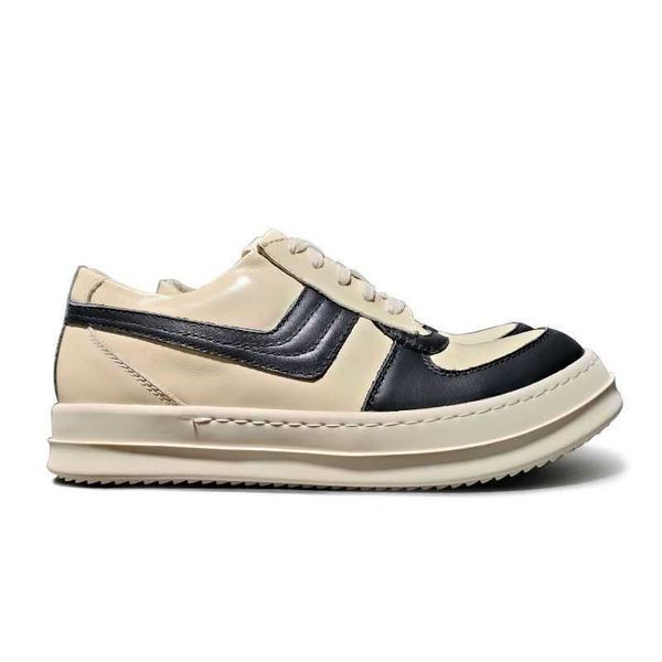

round owens ricks ro ro low big inverted triangle big hook shoes rick fashionable men genuine cow leather large thick soled lace up shoes ow, Black