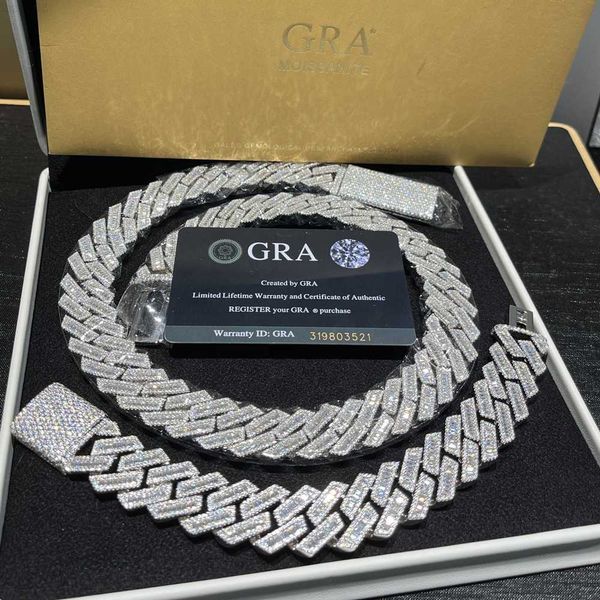 

15mm 20mm 925 sterling silver hip hop ice out baguette vvs moissanite chain cuban