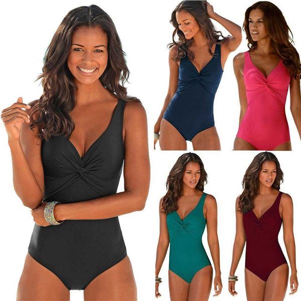 

swimwear deep v neck gather backless solid color one piece swimsuit, White;black