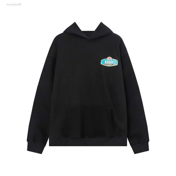 

mens hoodies rhude hoodie letter print long sleeve fashion men women sweatshirts luxury sweater hip hop hoodies luxury brand sweatshirts us, Black