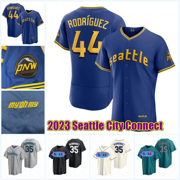 

seattle 2023 city connect baseball jersey #44 julio rodriguez mariner ken griffey jr. teoscar hernandez mitch haniger aj pollock j.p. crawfo, Blue;black