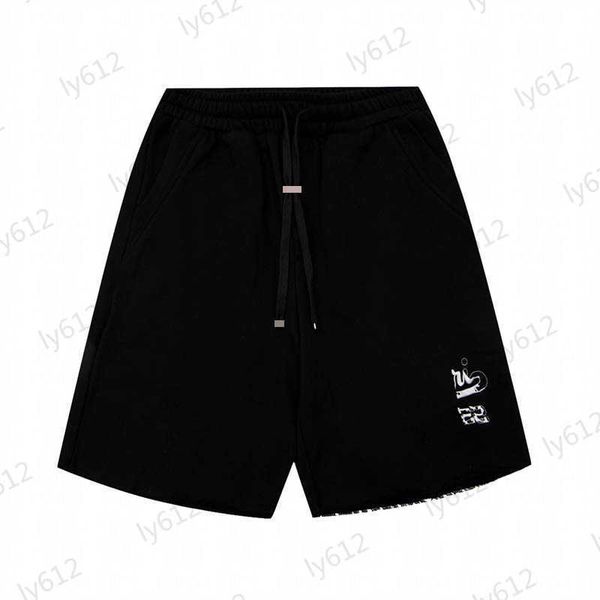 

fashion black mens shorts designer spring summer leisure trend loose three-dimensional embroidery logo printing design cotton shorts male cl, White;black