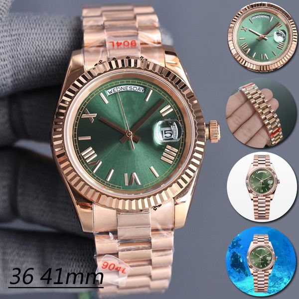 

role day mens watches automatic machine 40mm lady 36mm woman gold 904l stainless steel strap sapphire with diamond st9 hidden folding buckle, Silver