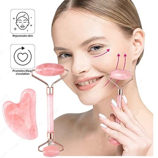 

face lift massager crystal roller facial massage relaxation jade roller stone natural rose quartz beauty skin tool girl gift