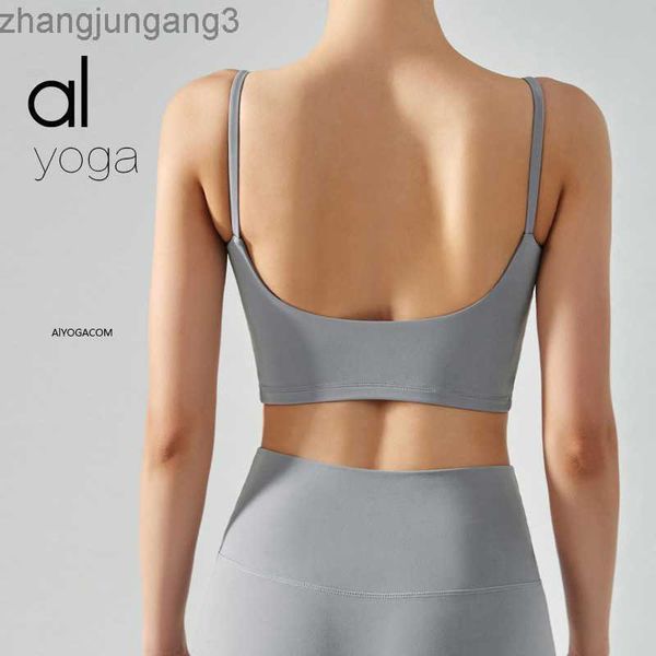 

desginer alo yoga al same double-sided brushed back sports bra elastic shockproof sports bra fitness vest, White