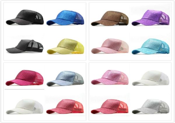 

adjustable hat ponytail baseball girls softball hats back hole pony tail glitter mesh girl sunshine cap breathable snapback5893542, Blue;gray