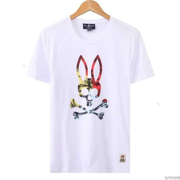 

psycho bunny 2023 summer new short sleeve cotton skull rabbit cartoon print casual t-shirt men's fashion brand versatile 7jm9, White;black