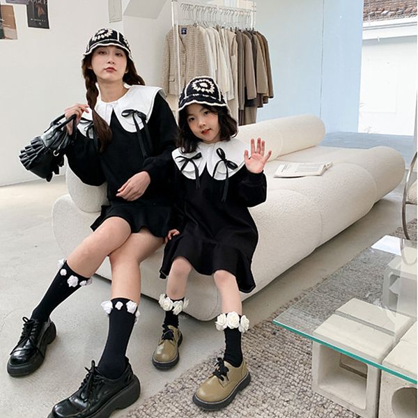 

family matching outfits family mom and daughter dress goth girls dresses for women spring autumn parent-child matching clothes mother kids c, Blue