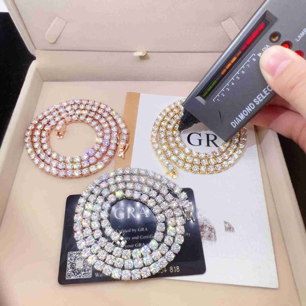 

good price gra certified vvs moissanite 925 sterling silver solid gold tennis chain