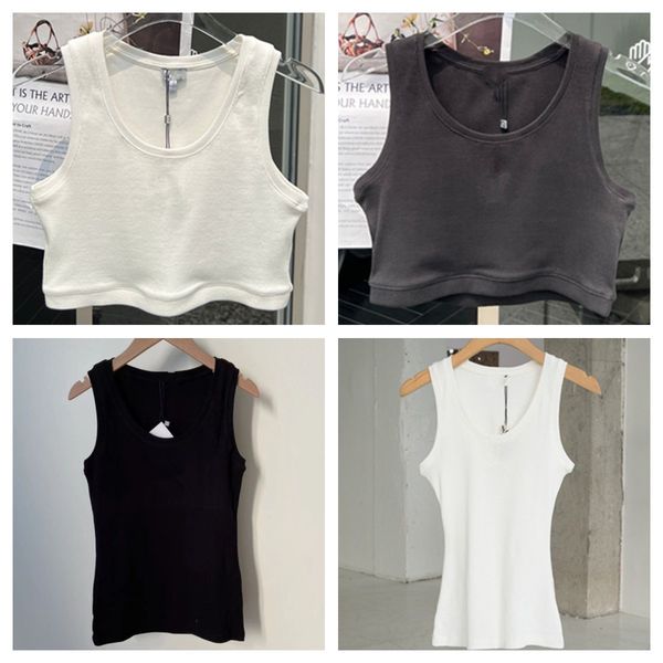 

designer women tanks camis anagram-embroidered cotton-blend tank shorts designer skirts yoga suit two piece dress bra vest ladies solid vin, White
