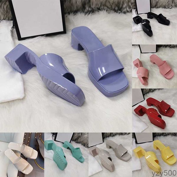 

women sandals designer woman fashion rubber jelly black white red high heels slides platform chunky bottoms ladies luxurys casual beach shoe