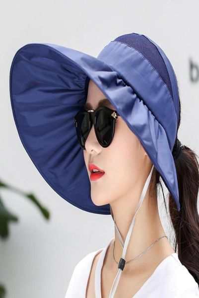 

wide brim hats foldable large shape beach antiuv sun protection summer flowers print visors cap for women colorful hatswide8024168, Blue;gray
