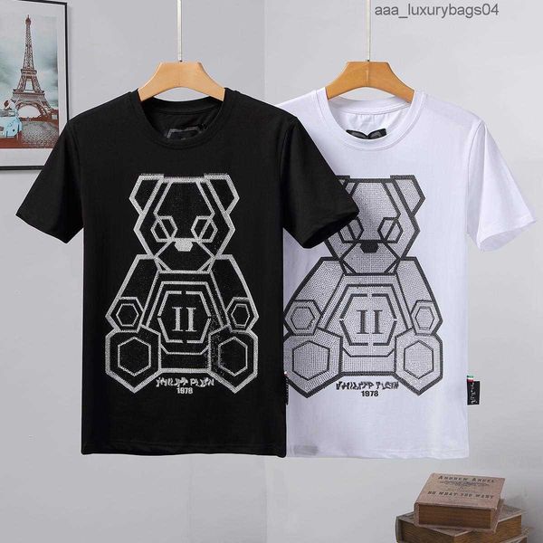 

designer mens men pp skull diamond t shirts short sleeve philipps pleins brand spring and summer high o-neck quality skulls tshirt tees 18, White;black