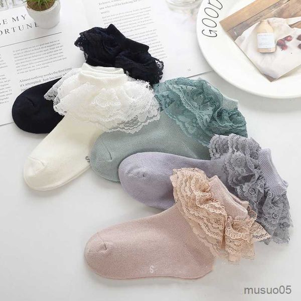 

3pcs new autumn fashion baby girls sweet thin section dance cotton puffy lace socks for children's 0-12 years, Pink;yellow