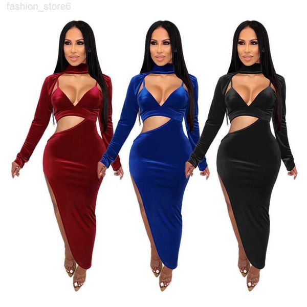 

2020 new arrival evening dress fashion deep v one-piece skirt high side slit party dress lady solid color long package hip skirt 2571, Black;gray