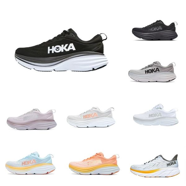 

big kids hoka one bondi 8 running shoes athletic local boots clifton 8 white training sneakers accepted lifestyle shock absorption highway g, Black