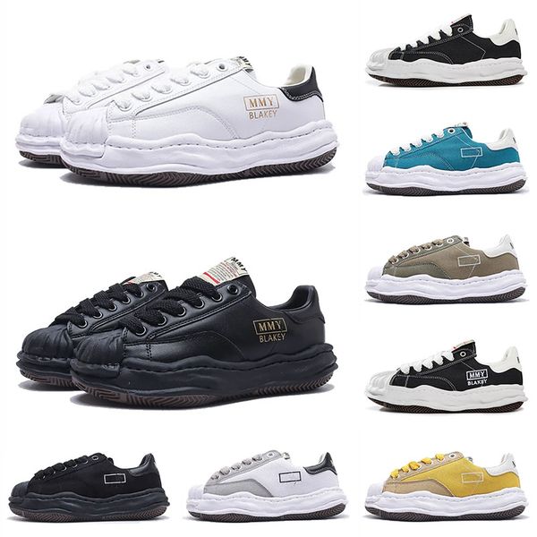 

maison mihara yasuhiro sole canvas shoes mens womens toe cap mmy designer shoe miharayasuhiro shell head leather low sneaker casual trainers, Black