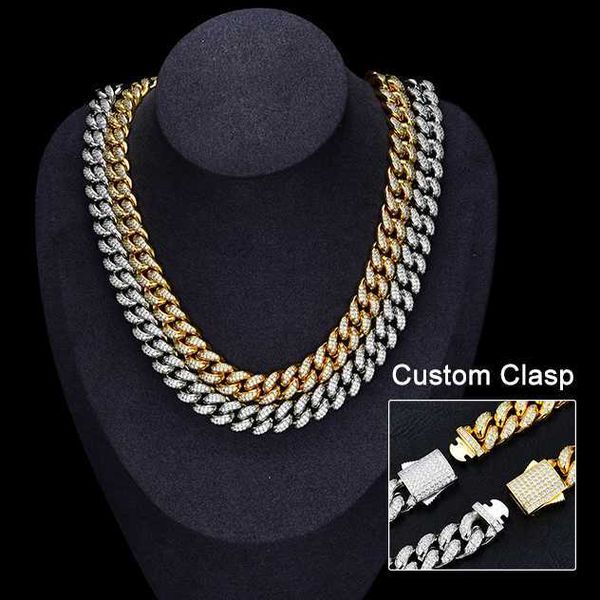 

jn57 hip hop jewelry custom clasp 12mm 7-28" heavy 3d bubble silver gold iced out moissanite diamond cuban choker chain