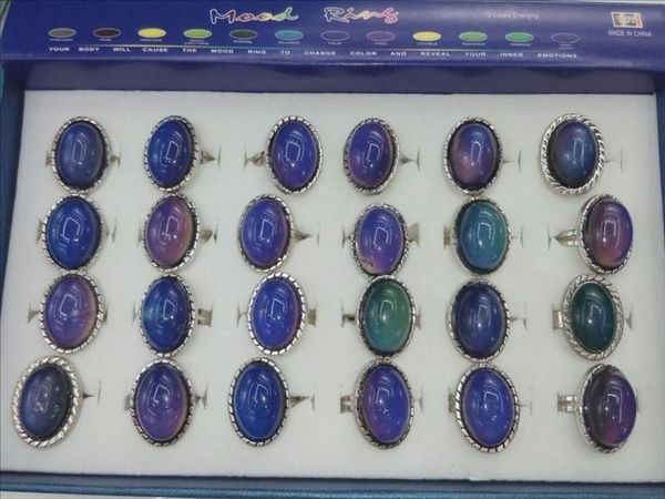 

hight quality charming large oval rings mood ring change color mood changing ring fashion ring open 100pcs/lot, Silver