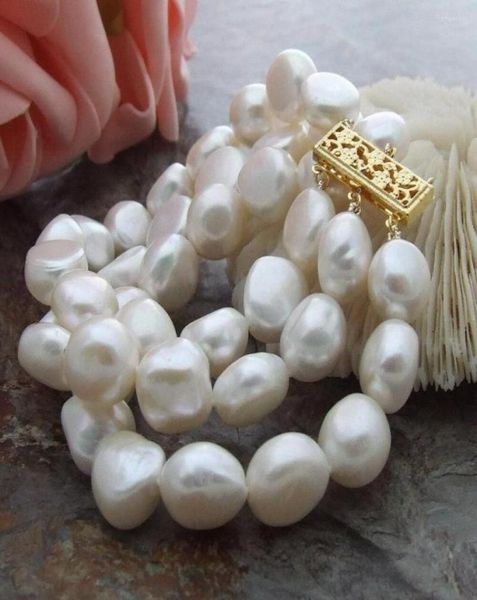 

bangle handmade charming 3strands 1113mm white genuine natural baroque freshwater aquaculture pearl bracelet 20cm fashion jewelry2586826, Black