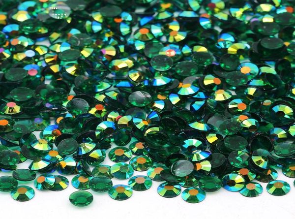 

xulin strass flatback resin rhinestone whole2mm 3mm 4mm 5mm 6mm round crystal stones transparent bottom dk green ab for diy cr9817955, Black