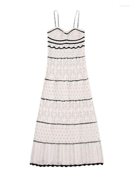 

basic & casual dresses women fashion patchwork pointelle knit midi dress backless thin straps female vestidos mujer, Black;gray