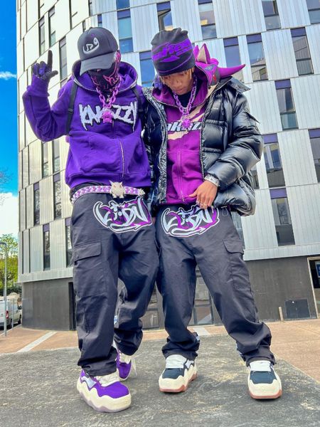 

women's pants s y2k cargo harajuku hip hop multiple pockets baggy black men women rock gothic wide trousers streetwear 230506, Black;white