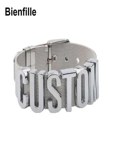 

customized words stainless steel men bracelet 100 handmade fashion girlfriend gift choose name jewelry for women accessories 22081681978, Golden;silver