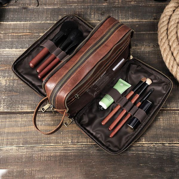 

cosmetic bags cases luufan genuine leather cosmetic bag men women makeup portable wash shower case waterproo clutch travel toiletry groomsme