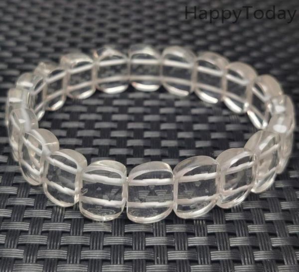

natural rock crystal quartz quotsquot shape bracelets geometry long beaded stone wrap bracelet elastic bangle4263597, Black