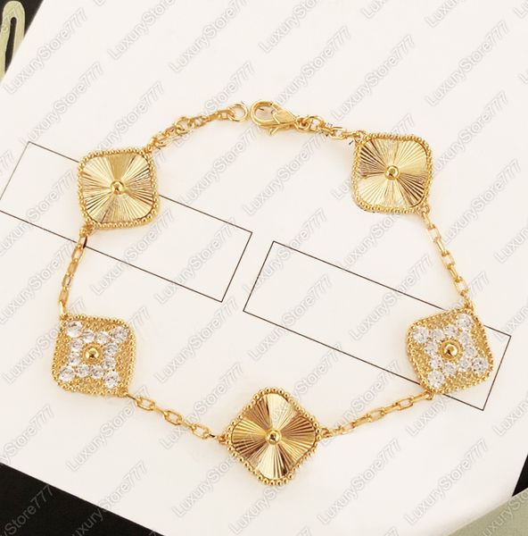 

classic fashion charm bracelets 4four leaf clover designer jewelry 18k gold bangle bracelet for women men necklaces chain elegant jewelery g, Golden;silver